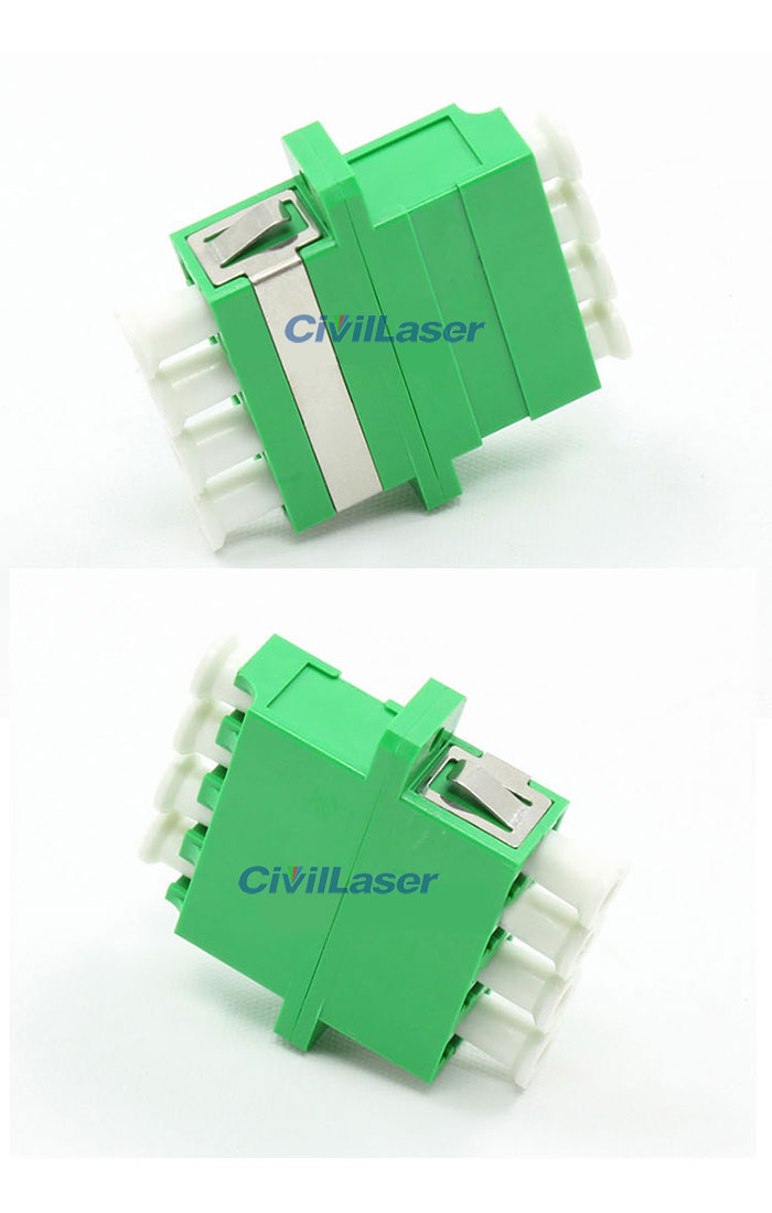 LC APC Connector Four Core Plastic Verde Fiber Optic Adapter